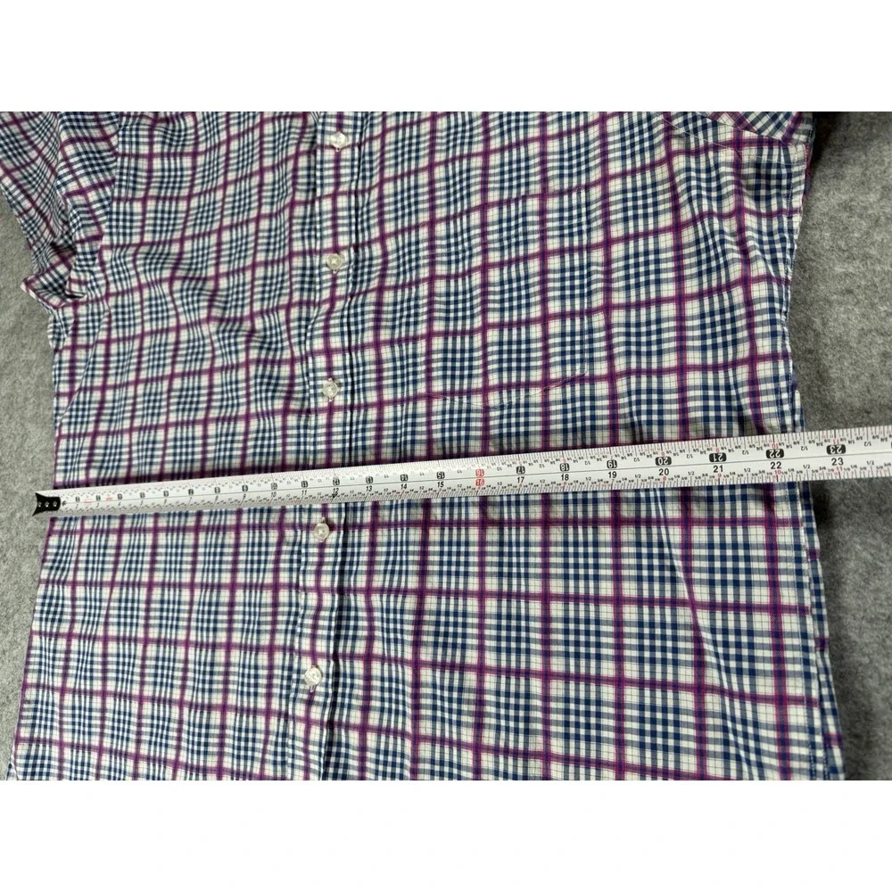 Tailorbyrd Men's L Blue/Pink Button Down Long Sleeve Flip Cuff Plaid Shirt